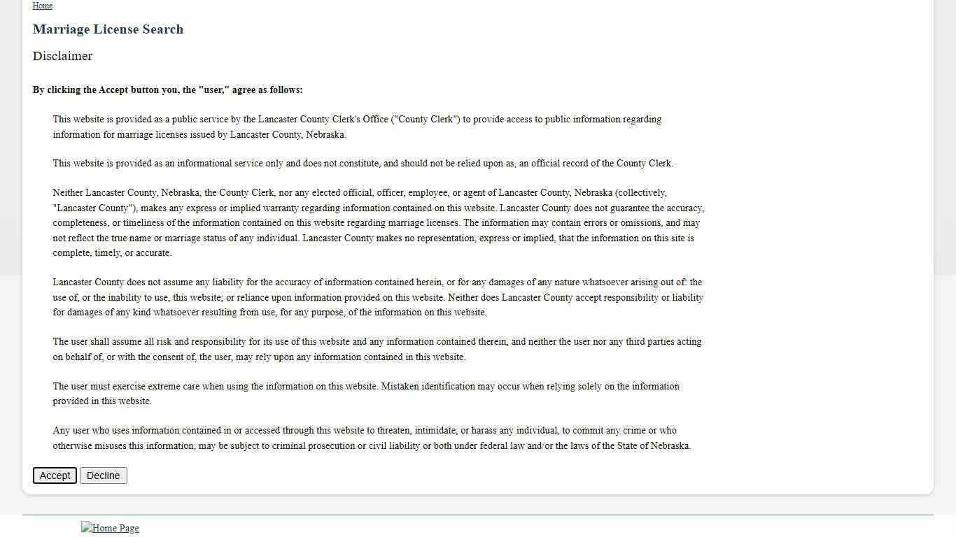 Lancaster County Clerk - Marriage License Search